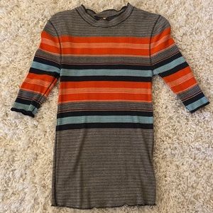 Free People Striped Mock Turtle Neck